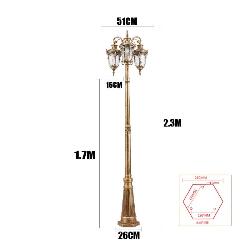 (H≈2,3M) Luzes de jardim, luzes de rua, gramado, flores, luzes de parque, à prova d'água, para áreas externas, vila, postes altos, luzes de paisagem
