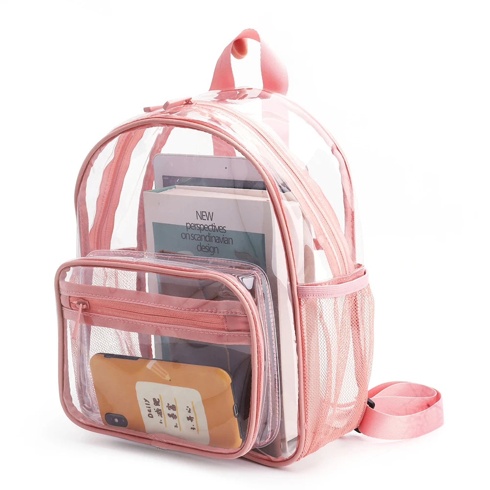 Mochila transparente de PVC para esportes ao ar livre, fitness, casual, viagem, visível, grande capacidade, à prova d'água, alça superior, mochila escolar
