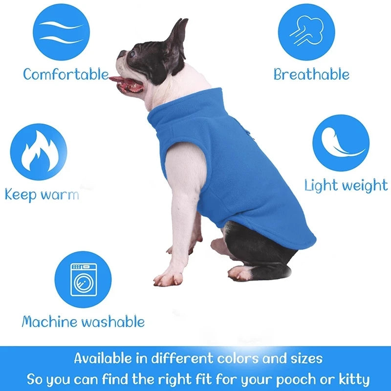 Roupas de inverno quentes de lã para cães, jaqueta macia para animais de estimação, colete com argola em D para filhotes pequenos, casaco para gatos, chihuahua, buldogue francês, fantasia de pug