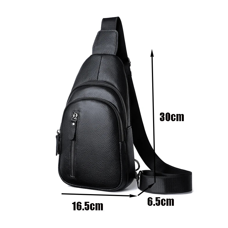 Bolsa de peito masculina 100% couro legítimo, bolsa de ombro masculina, bolsa mensageiro, bolsa transversal casual, bolsa de mão da moda masculina