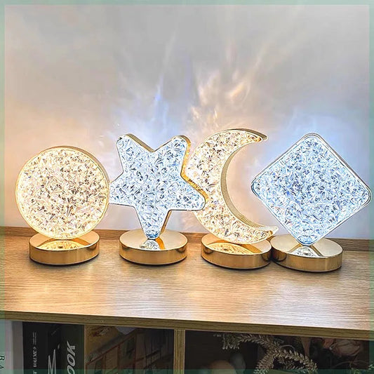 Luz noturna de trilho de cristal 3D com controle de toque para quarto de meninas, lâmpada de mesa ambiente LED USB para decoração de casa e estética