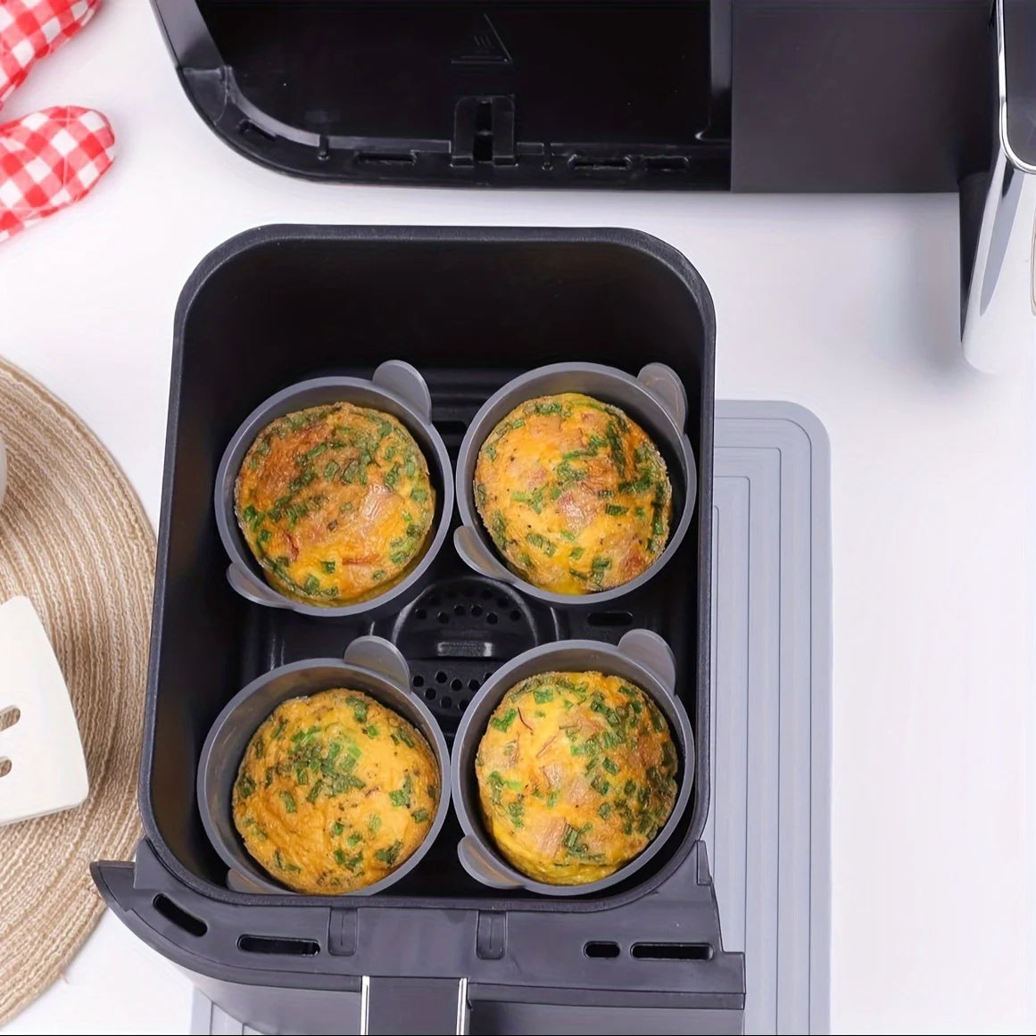 1 peça/4 peças de molde de silicone para fritadeira a ar, copos para cozimento de ovos