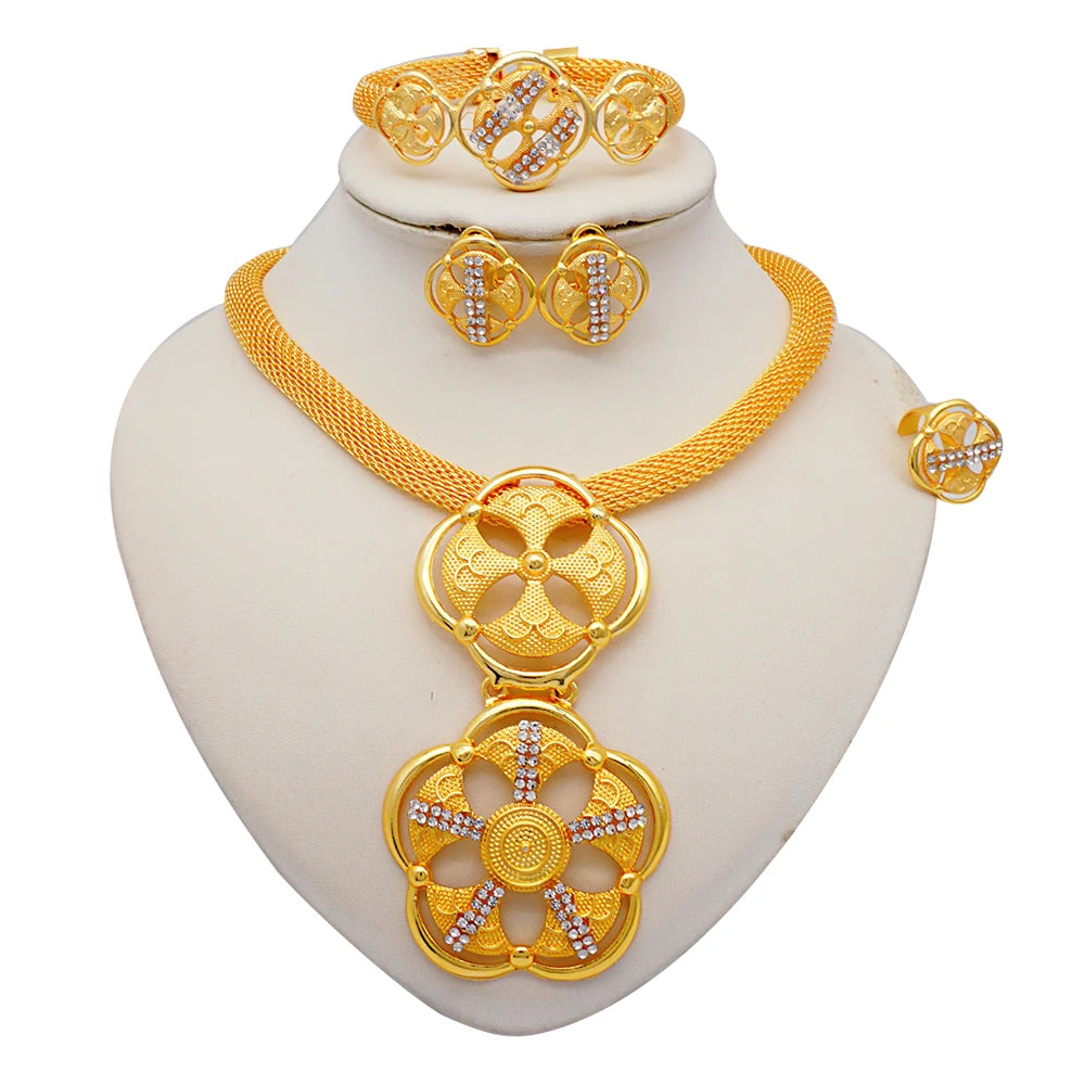 Conjuntos de joias finas 2023 para mulheres, presentes de casamento, colar, pulseira, brincos, anel, joias com contas africanas