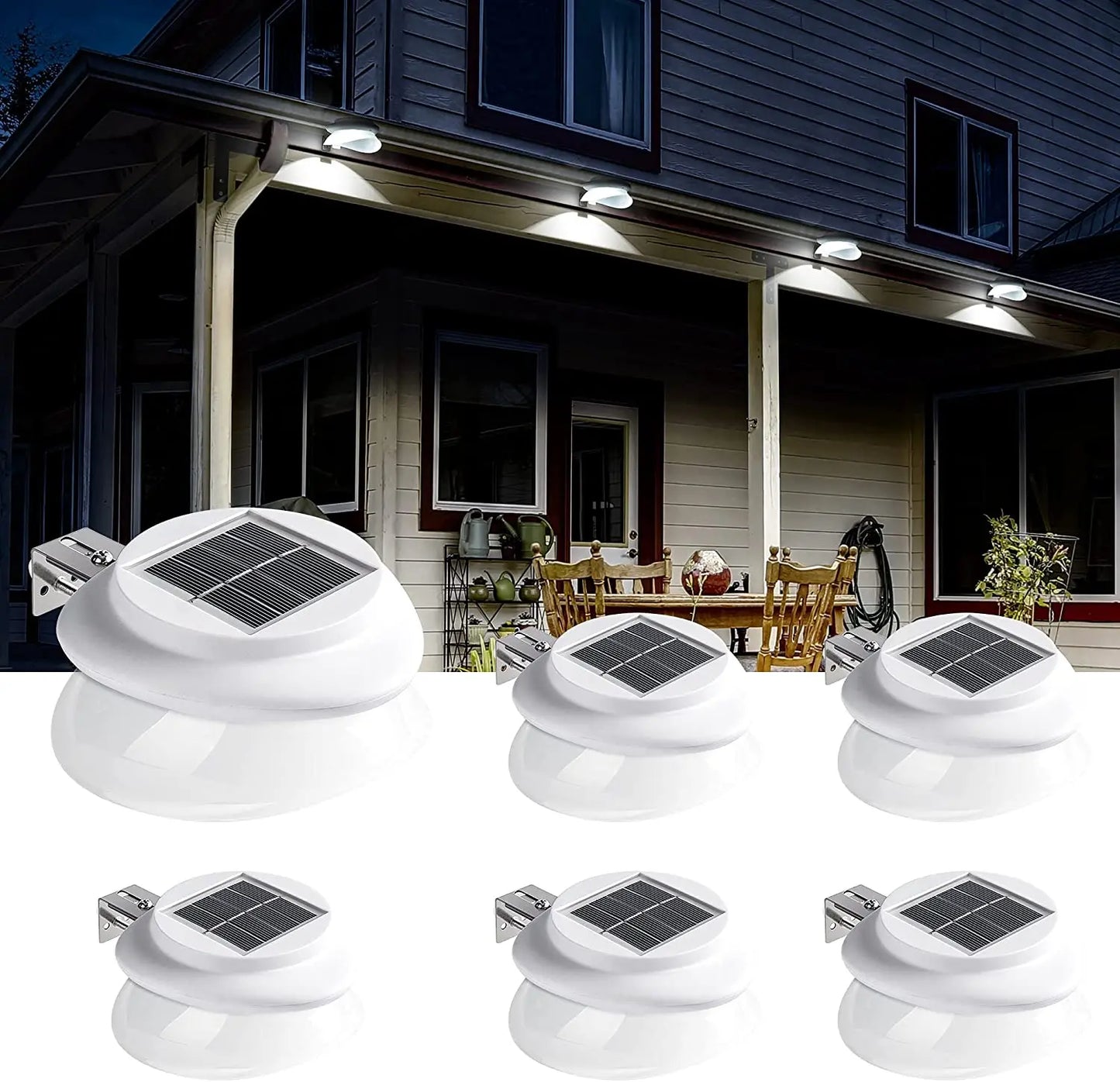 Luzes solares para calhas de jardim ao ar livre, 9 luzes LED para cercas de deck à prova d'água para decoração de paredes, decks, cercas, escadas, degraus e quintais