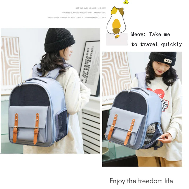 Mochila para transporte de gatos, bolsa respirável e moderna para viagem, para gatos e cães pequenos, suprimentos para animais de estimação
