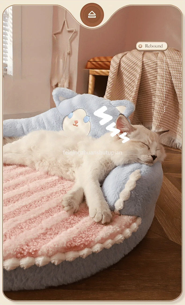 Soft Durable Round Cat Bed For Small Dogs And Cats - Removable Pet Mat And Mattress For Indoor And Outdoor Use