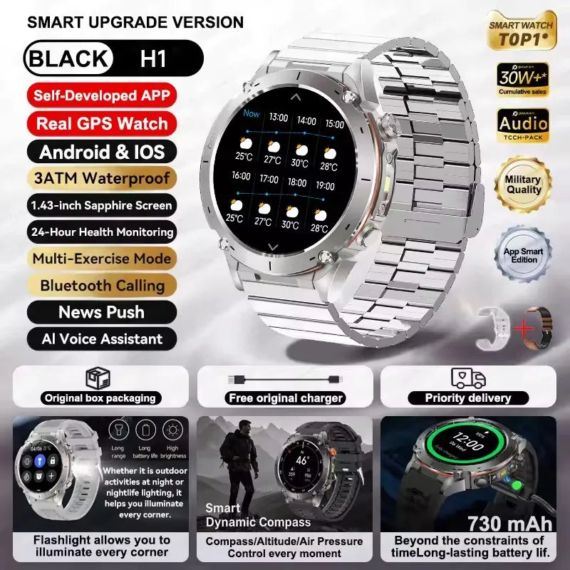 Novo relógio inteligente Xiaomi IOS Ultra GPS 2025, à prova d'água, 10ATM, com bússola GNSS de banda dupla integrada, esportivo militar, masculino, pulseira de natação