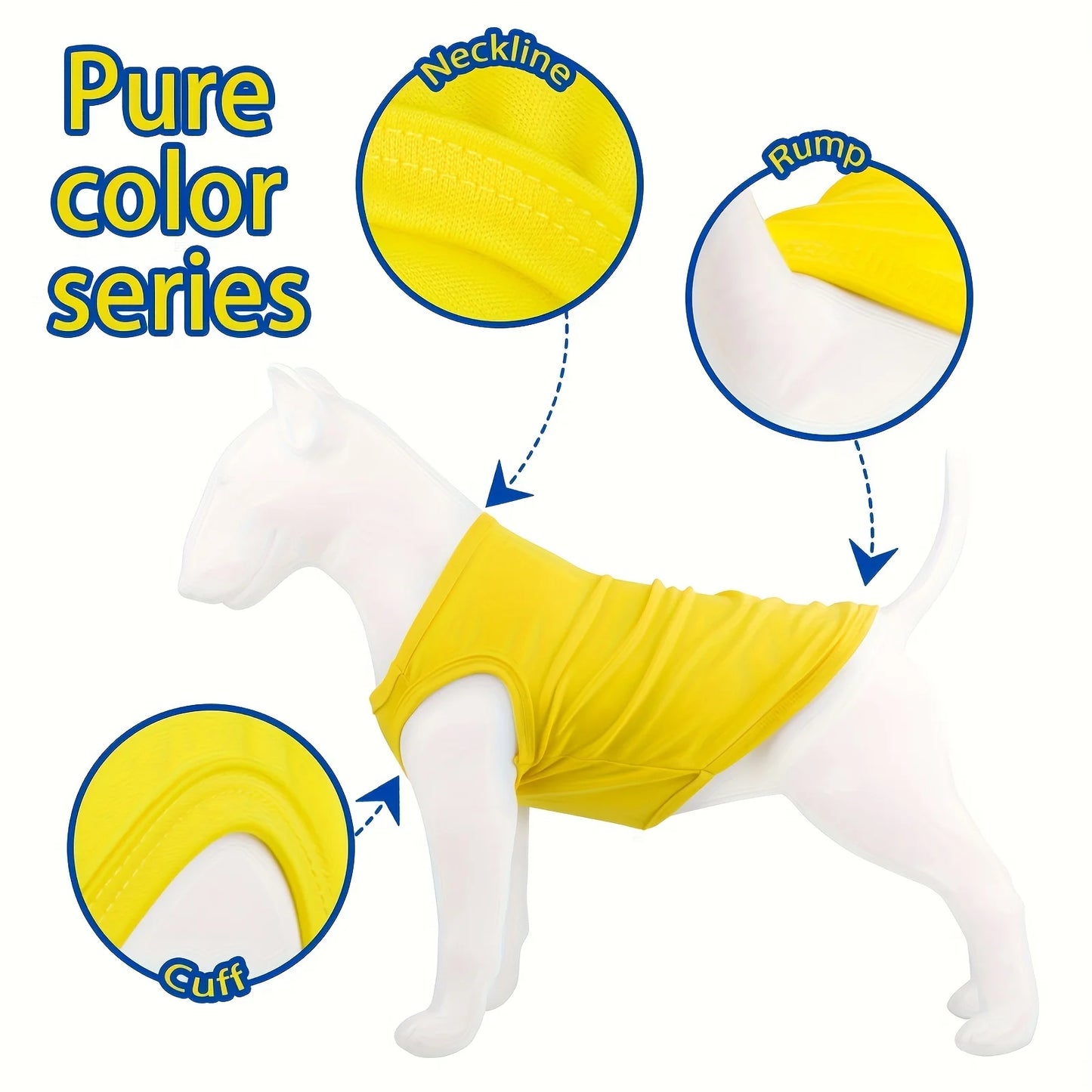 Roupas para animais de estimação de cor sólida, camisa para filhotes, camiseta para cachorro, colete macio e confortável e respirável para cães, roupas de verão para animais de estimação