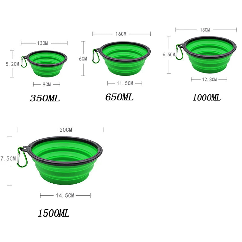 Tigela dobrável de silicone para animais de estimação, tigela grande de água para viagem, recipiente portátil para comida de cachorro, alimentador