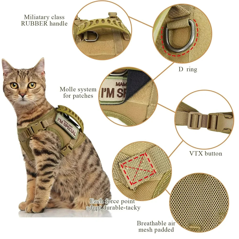 Arnês tático para cães de raças pequenas, colete ajustável para cães de serviço militar, acessórios para treinamento e trabalho