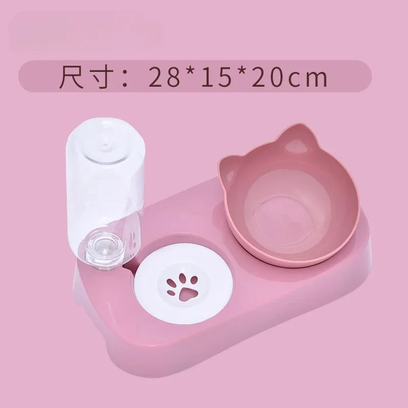 Tigela automática para gatos e animais de estimação, alimentador 3 em 1, tigela para comida de cachorro e gato com bebedouro, tigela dupla com suporte elevado, tigelas para gatos