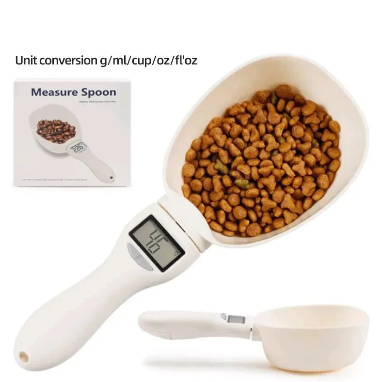 Balança de colher medidora de comida para animais de estimação, colher medidora digital de comida para cozinha, adequada para colher medidora de comida para cães e gatos