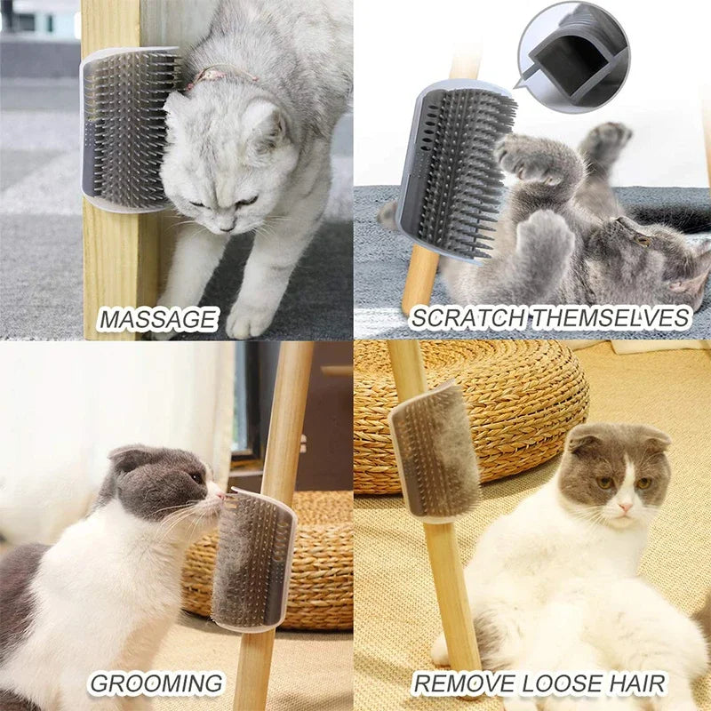 Escova para tosa de gatos, escova autopenteável para massagem de animais de estimação, escova removível para arranhar e esfregar, suprimentos de limpeza para tosa de animais de estimação