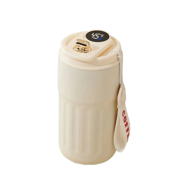 Caneca térmica de 450ml com visor inteligente de temperatura, copo de vácuo de aço inoxidável, copo de café para escritório, portátil para negócios