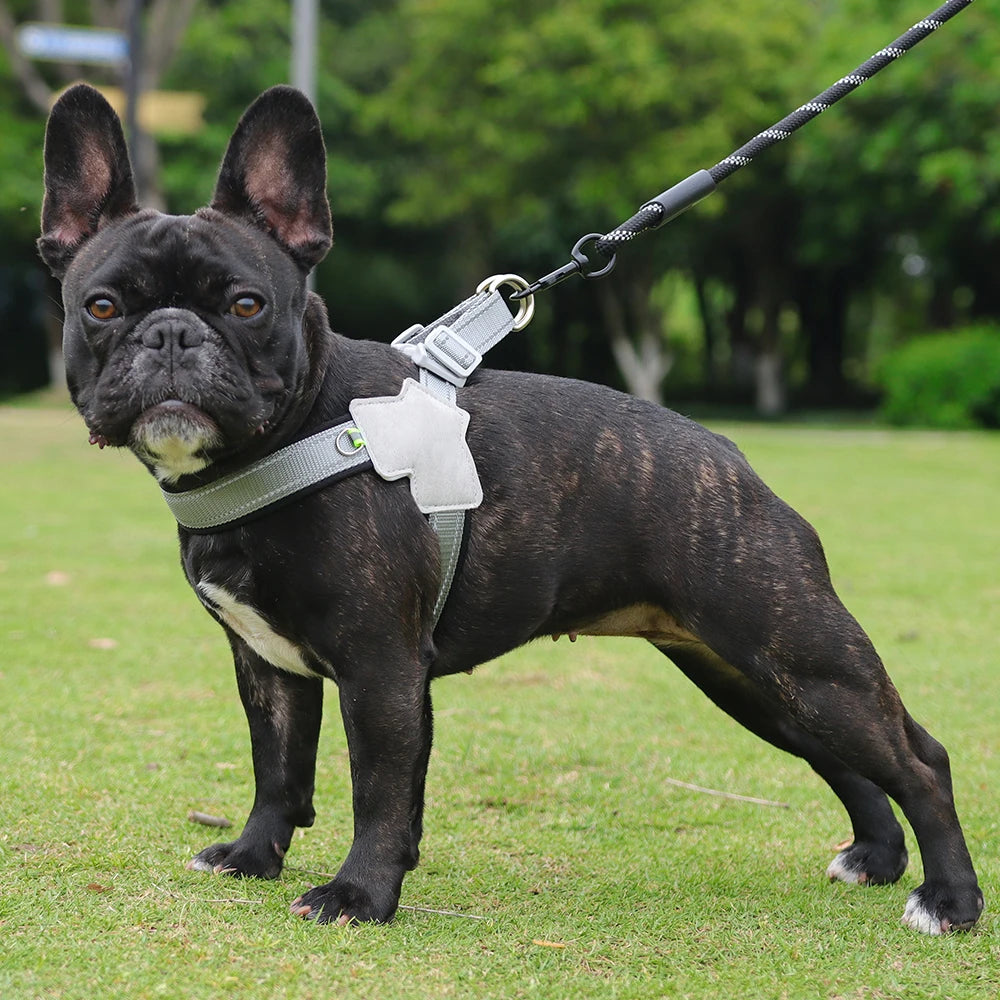 Colete peitoral anti-puxão para cães pequenos e médios, gatos, caminhadas, respirável, alça peitoral ajustável, buldogue, chihuahua, acessórios para animais de estimação