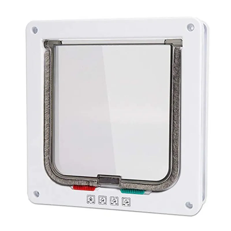 Porta de aba para cães e gatos com trava de segurança de 4 vias, porta de aba para cães e gatos, gatinhos, kit de porta de plástico ABS para animais de estimação pequenos, portas de aba para cães e gatos