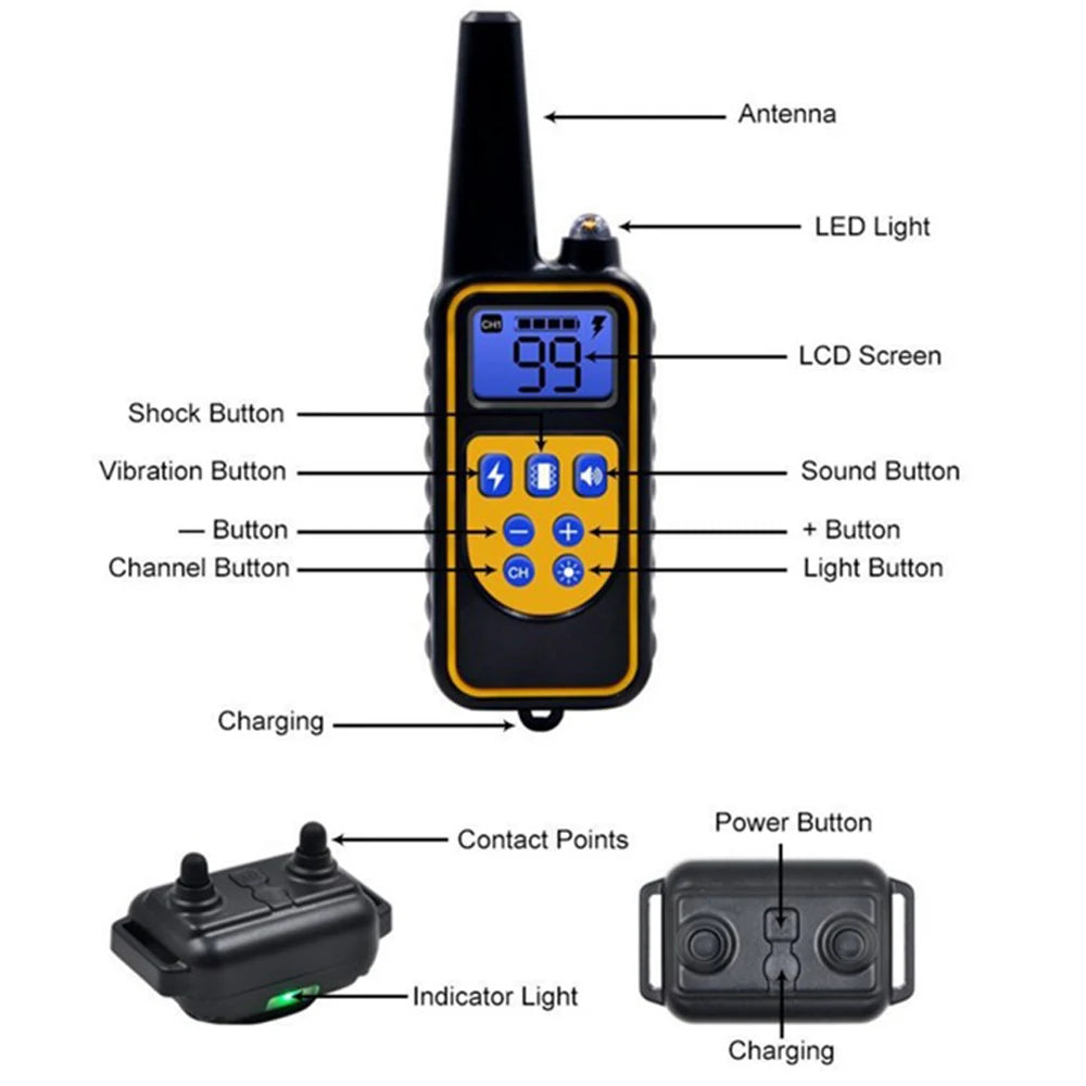 Electric Dog Training Collar Waterproof Dog Bark Collar Pet With Remote Control Rechargeable Anti Barking Device All Size Dogs