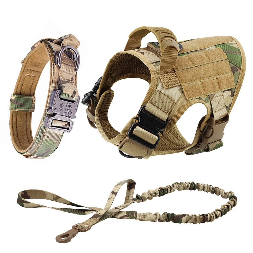 Coleira grande para cachorro, peitoral militar para cachorro, coleira Molle, bolsas, colete de treinamento para animais de estimação, peitorais táticos para pastor alemão, acessórios para cães