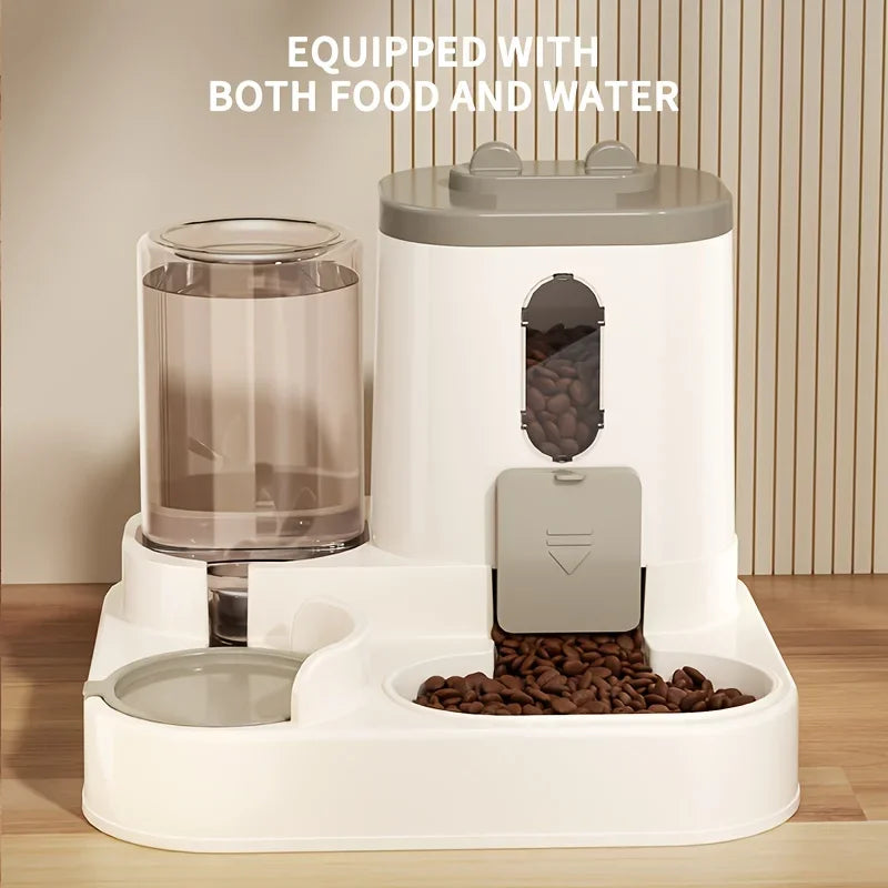Dispensador de comida para gatos 2 em 1, água e comida integradas, totalmente automático, alimentador de comida e água, dispensador de água fofo