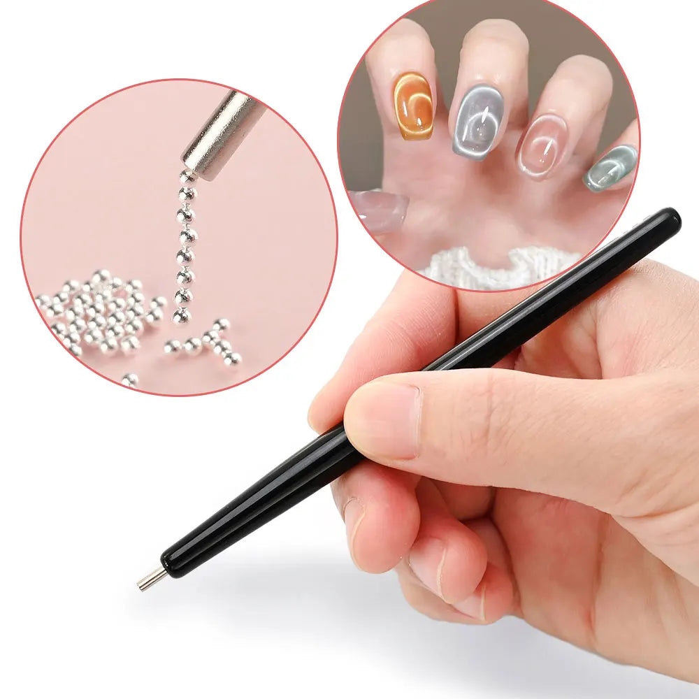 1 peça caneta magnética de unha olho de gato com sucção de 11 cm caneta magnética de esfera de aço ferramentas para arte em unhas esmalte em gel olho de gato bastão magnético %