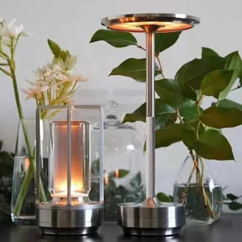Luminária de mesa com carregamento USB, luminária de mesa de alumínio para restaurante e bar, ambiente de escurecimento, interruptor de toque com carregamento USB, decoração
