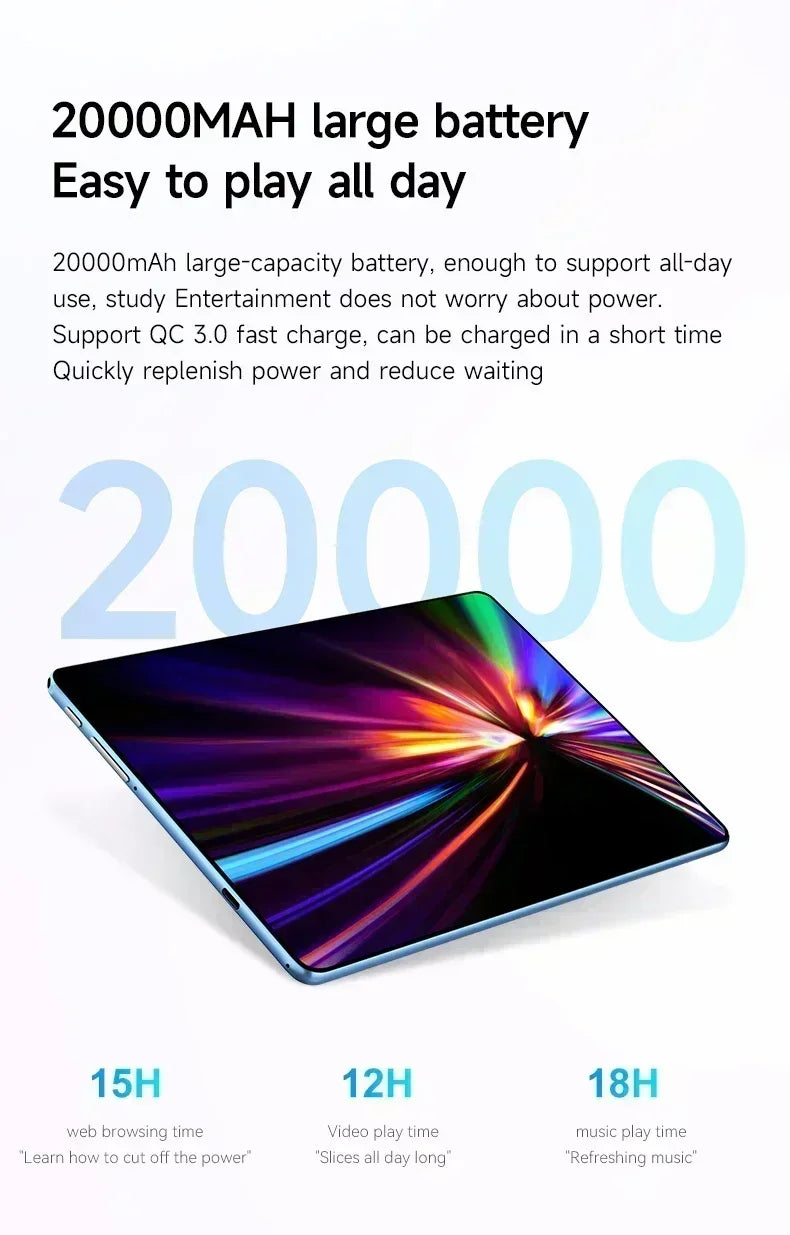 Tablet Pad 15 Pro Original 2025 Android 14 Snapdragon 888 11 polegadas HD 16 GB + 1 TB 20000 mAh 5G Dual SIM Bluetooth WiFi GPS