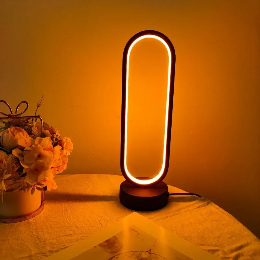 1 peça de lâmpada de anel para quarto, sala de estar, lâmpada de cabeceira com três cores escurecidas, luz noturna LED