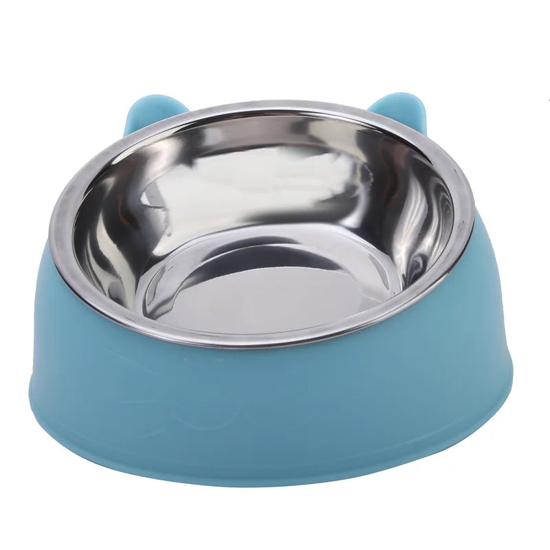 Tigela para gatos, adorável, criativa, inclinada, para gatinhos, filhotes, tigelas de alimentação, aço inoxidável, alimentador para gatos, cães de estimação, alimentadores para gatos