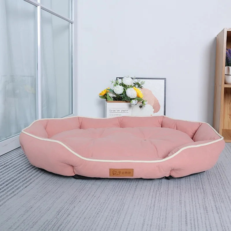 Solid Color Non Slip Soft Breathable High Rebound Dog Golden Fur Shiba Inu Mattress Sleeping Bed Large Dog Pet Bed Pet Supplies