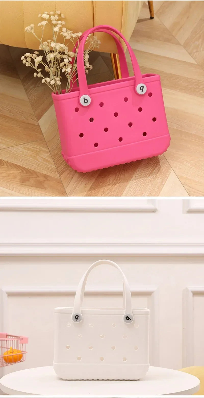 Cesta de armazenamento de verão à prova d'água Mini bolsa de praia infantil Bolsa de compras feminina Bolsa de compras de borracha para piquenique Bolsa de gelatina Bolsa de compras infantil