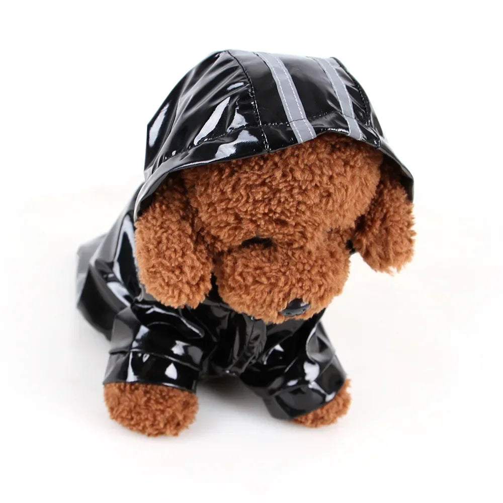 Capa de chuva impermeável para cachorros filhotes com capuz para cães pequenos Capa de chuva para animais de estimação com refletivo e furo para guia Roupas para cães ao ar livre no inverno