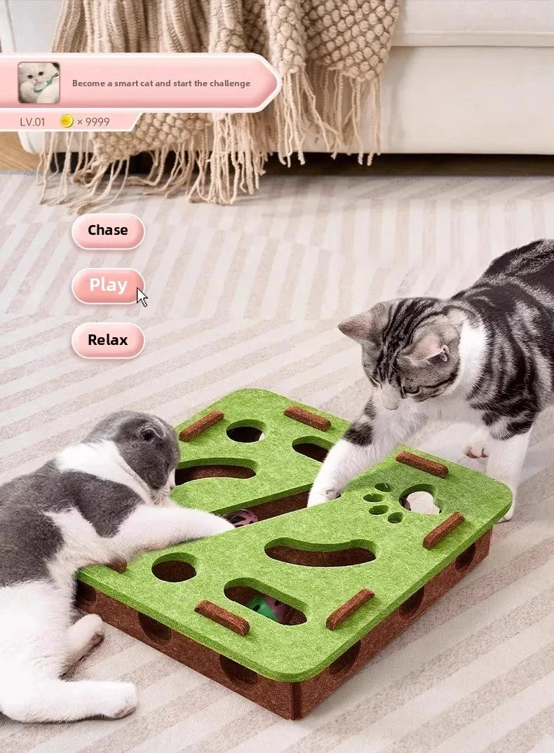 Brinquedo de quebra-cabeça para gatos, caixa de feltro, brinquedo de exercício para gatos com bola, entretenimento esportivo interno, brinquedos de caça para gatos domésticos
