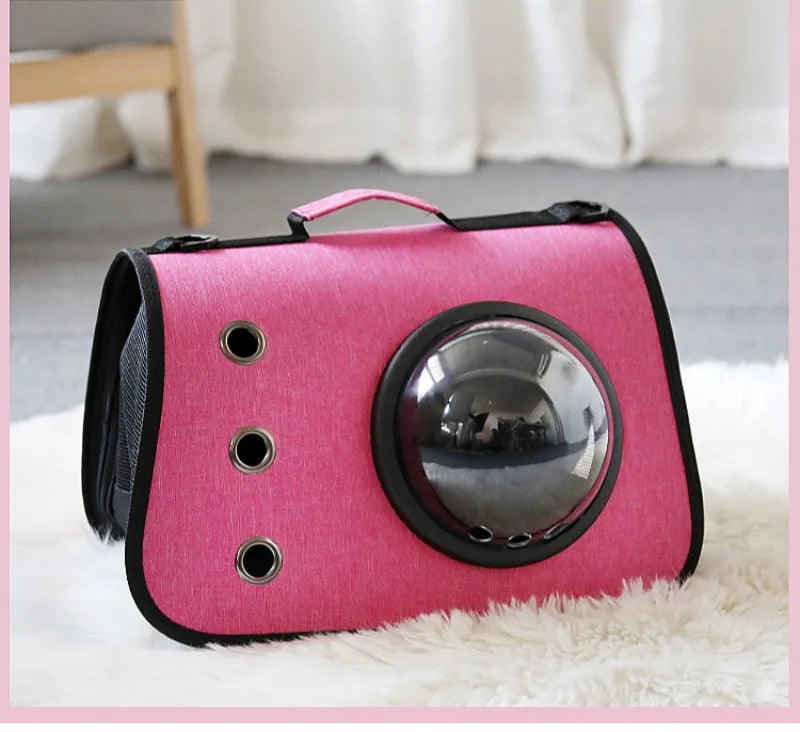 Mochila portátil para animais de estimação para viagens ao ar livre, mochila dobrável transparente para gatos, adequada para cães e gatos, bolsa respirável para viagens
