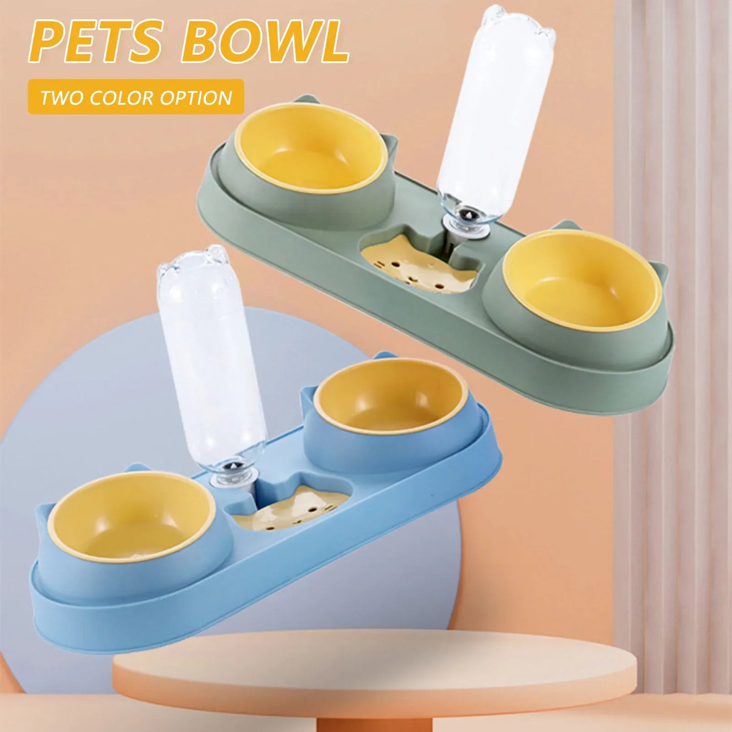 Tigela para gatos, alimentador automático, tigela para comida de cachorro com bebedouro, tigela dupla com suporte elevado, tigelas para gatos