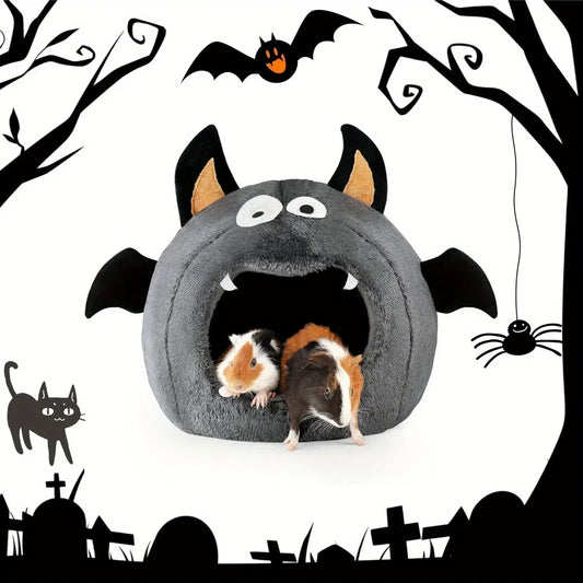 Cama aconchegante 2 em 1 para hamster, ninho de Halloween em formato de morcego, para hamsters, porquinhos-da-índia, coelhos e pequenos animais de estimação, cama de poliéster macia e confortável