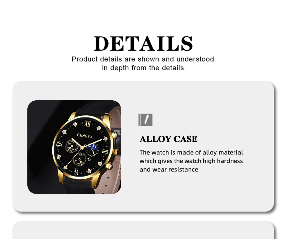 Conjunto de 2 relógios masculinos de luxo de quartzo, pulseira, relógio para homens, negócios, moda casual, ponteiro redondo, relógio de calendário