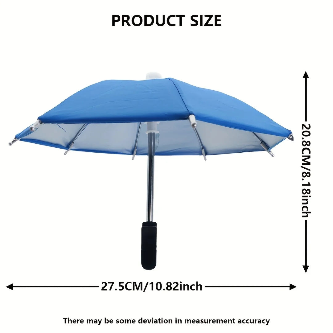 Suporte para celular de 27 cm, mini guarda-chuva criativo para ciclismo ao ar livre, protetor solar, acessório portátil para chuva ao ar livre