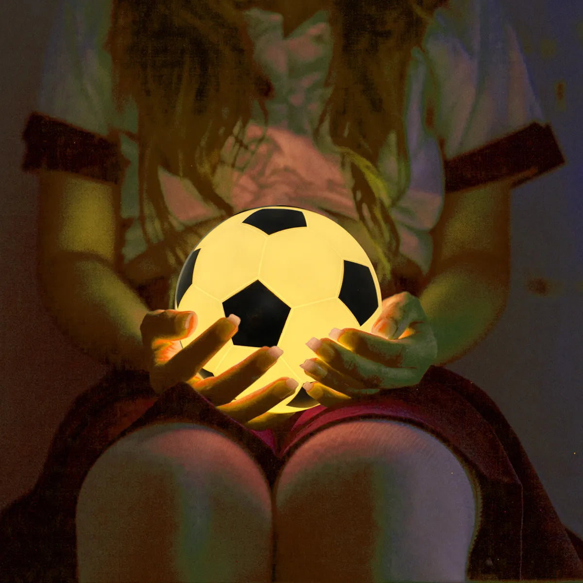 1 peça 14cm/5,5 pol. Luz noturna 3D de futebol, decoração de mesa para quarto, lâmpada de futebol alimentada por bateria, presente perfeito para decoração de adolescentes