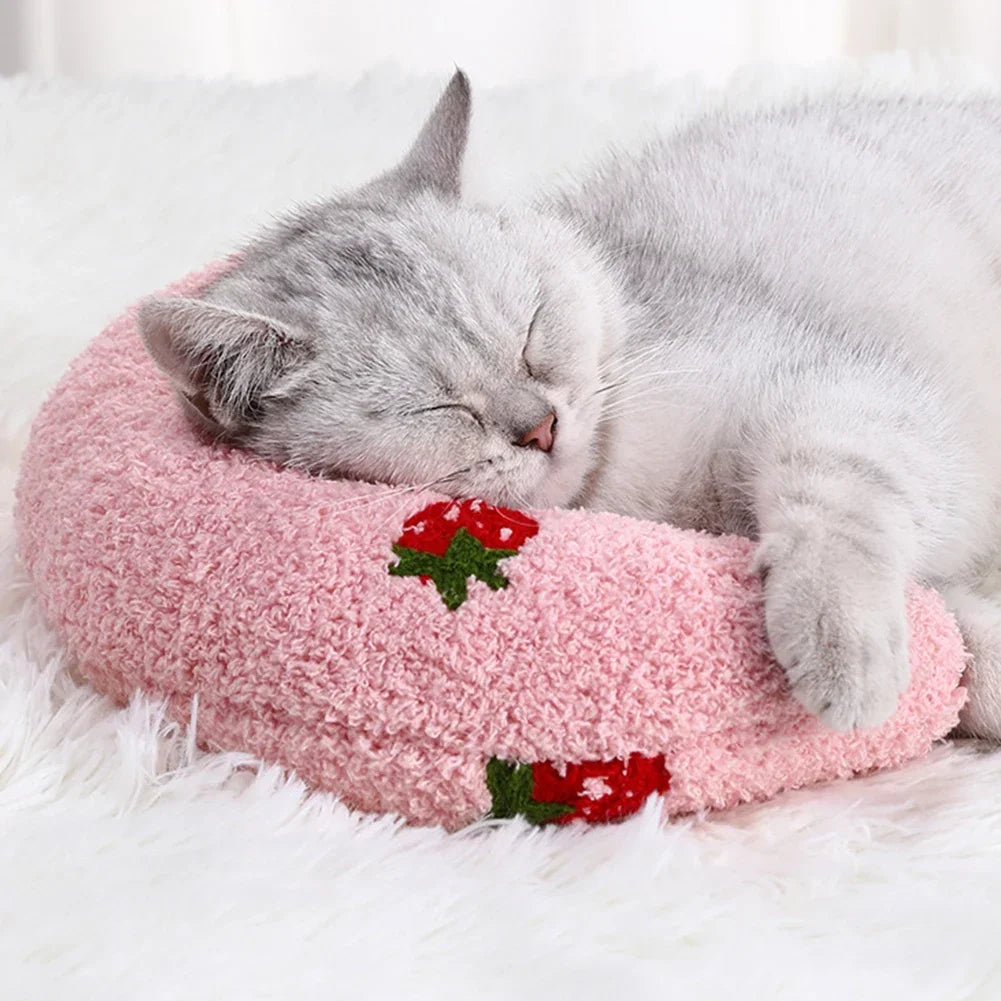 Travesseiro fofo para animais de estimação, protetor de pescoço em formato de U, sono profundo para filhotes, gatinhos, travesseiro para descanso de cabeça de cachorro e gato, suprimentos para animais de estimação