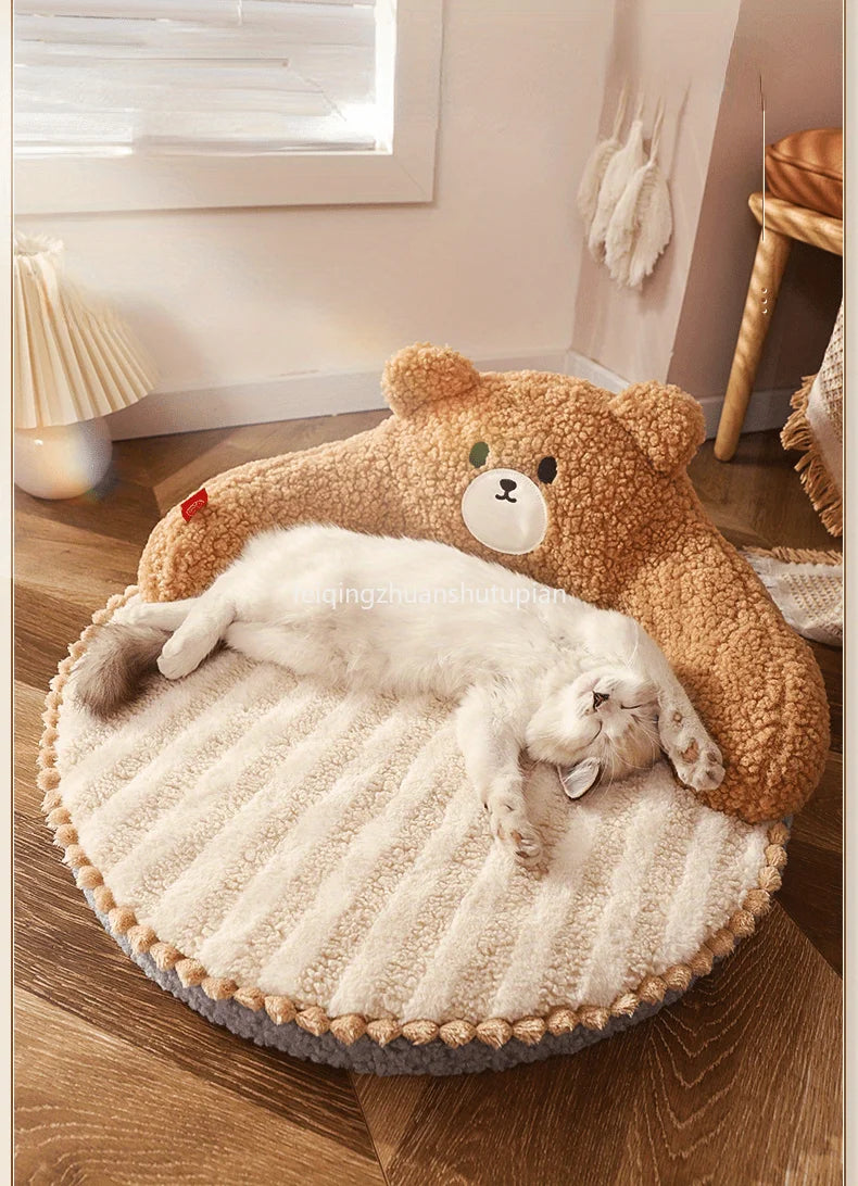 Soft Durable Round Cat Bed For Small Dogs And Cats - Removable Pet Mat And Mattress For Indoor And Outdoor Use