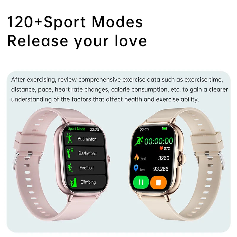 Relógio inteligente 2025 2.01'' Bluetooth com chamada, reprodução de música, relógio fitness esportivo à prova d'água para homens e mulheres, iPhone e Android