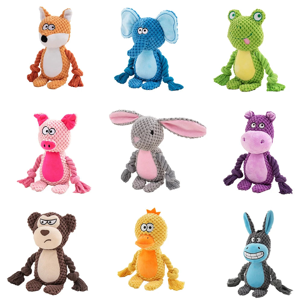 Brinquedo de pelúcia para cachorro, brinquedo de mastigar com articulação pequena crua, indestrutível, resistente a mordidas, som de guincho para filhotes, chocalho para brinquedos de estimação