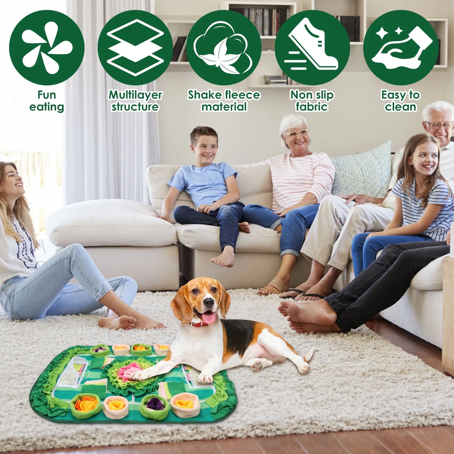 Tapete de farejamento para animais de estimação, cão, interativo, flor, alimentação lenta, quebra-cabeça, petisco para cães, gatos, coelhos, habilidades de forrageamento