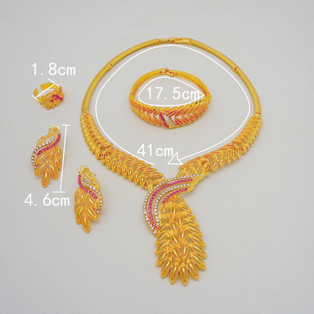 Conjuntos de joias finas 2023 para mulheres, presentes de casamento, colar, pulseira, brincos, anel, joias com contas africanas