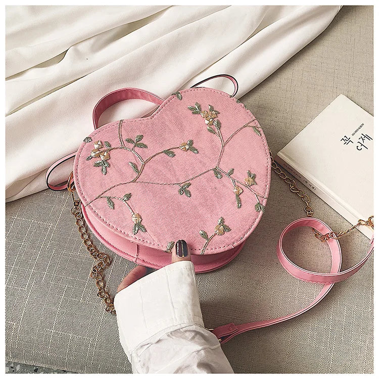 Bolsas redondas de renda doce de couro PU de alta qualidade para mulheres, bolsas crossbody para mulheres 2025, pequena corrente de flores frescas, ombro
