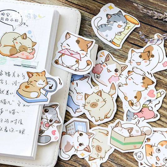 45 unidades/caixa Meus Gatos Travessos Kawaii Mini Adesivos de Papel Diário DIY Álbum de Scrapbooking Decoração Material Escolar Adesivos de Papelaria