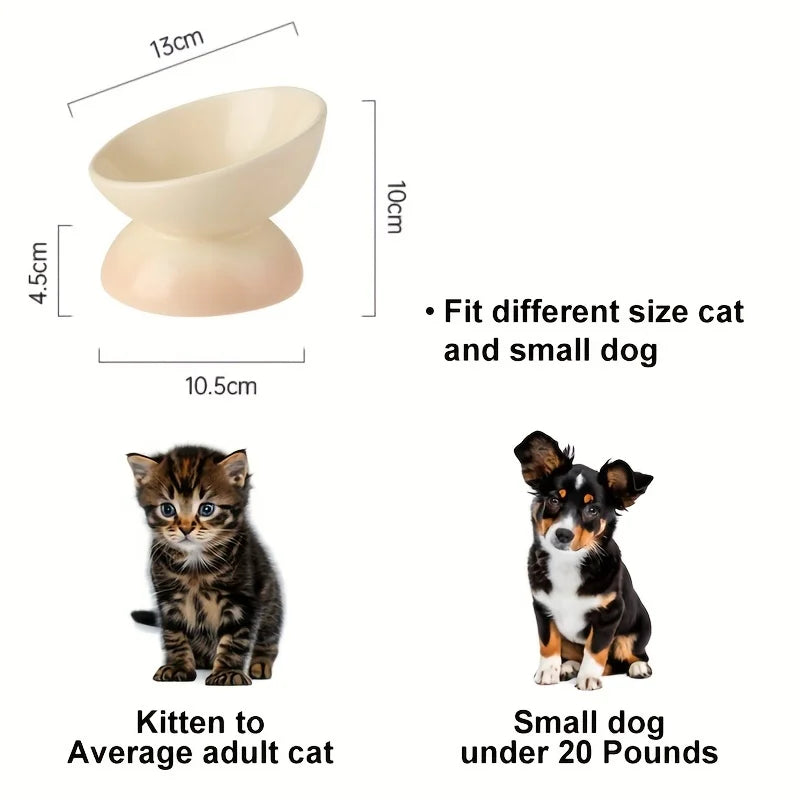 Tigela para gatos, Tigelas elevadas de cerâmica para alimentos de animais de estimação - Perfeitas para cães e gatos - Reduz a tensão no pescoço e melhora a digestão