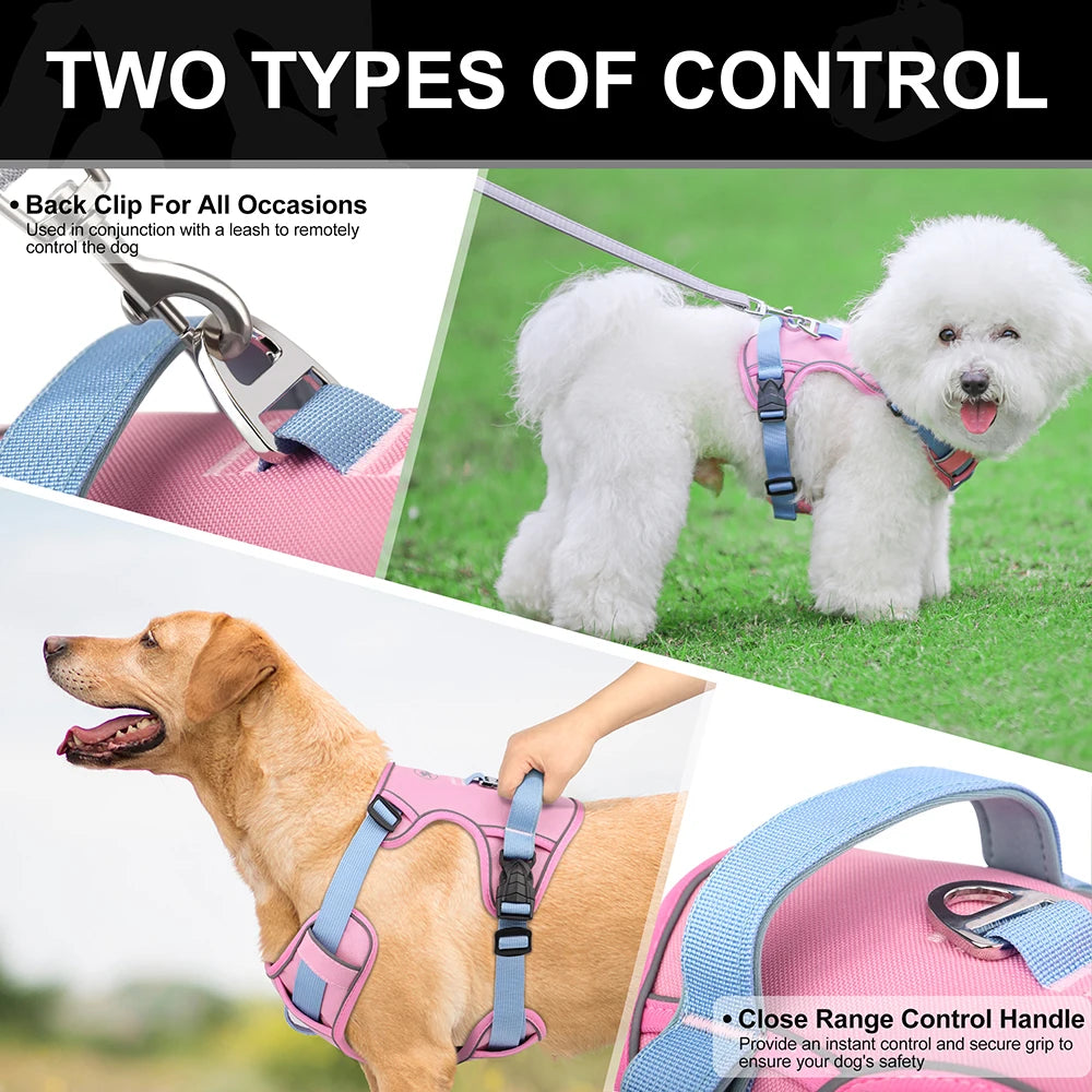 Arnês de cachorro de malha respirável, nylon refletivo, colete de treinamento durável para animais de estimação, ajustável para cães pequenos, médios e grandes
