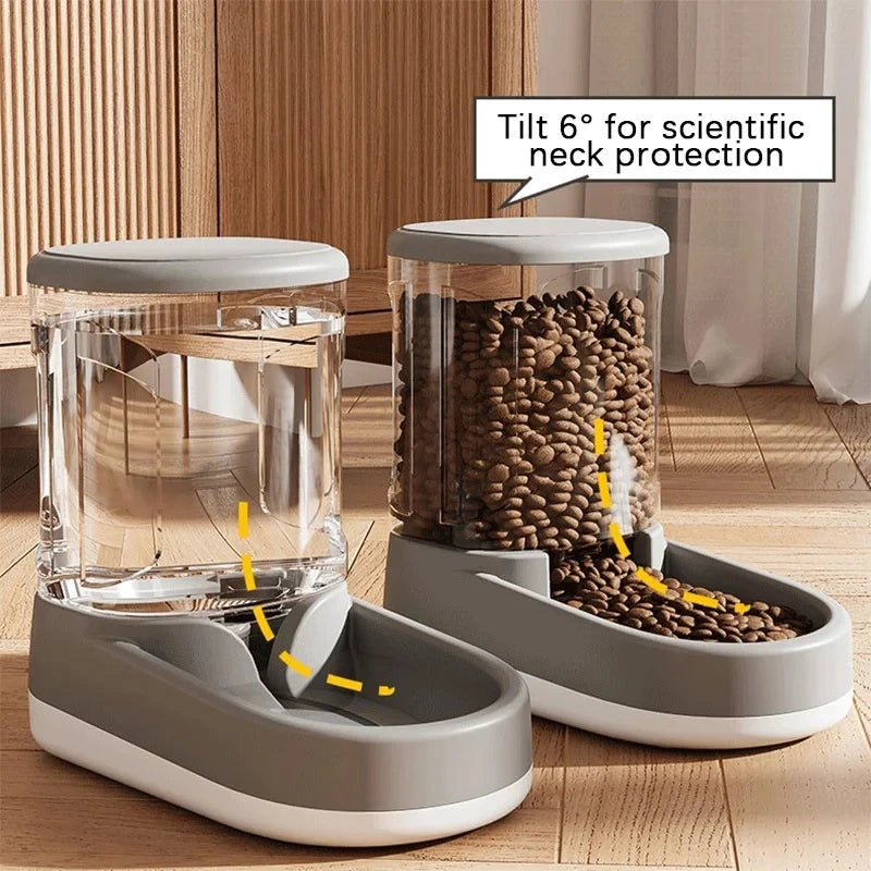 &amp; Cão Gato Alimentador Automático de Gravidade para Animais de Estimação Grande Capacidade Dispositivo de Água Potável Comida para Cães e Gatos Economize Esforço Acessório para Beber Animais de Estimação