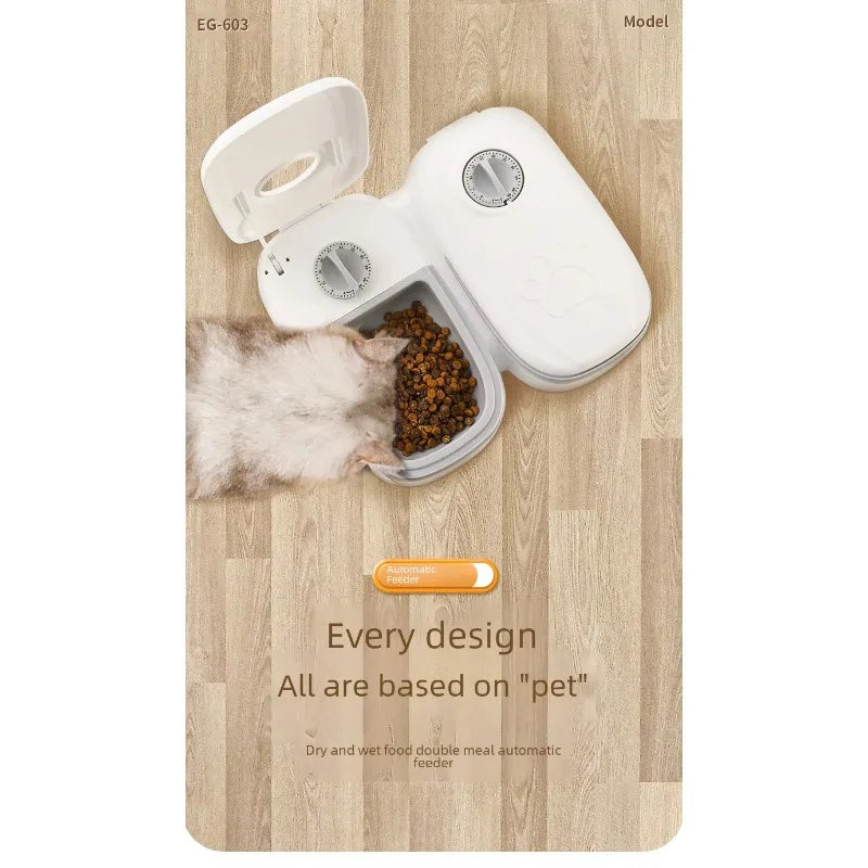 Pet Bowl Smart Timed Cat Feeder Quantitative Wet and Dry Food Single Meal Separation Home Use Automatic Feeding for Dogs & Cats